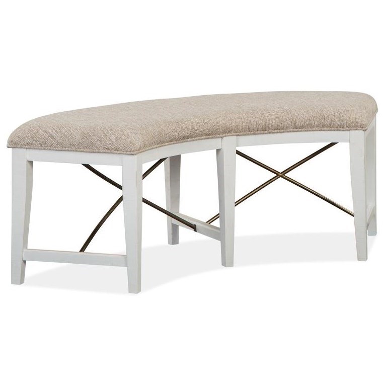 Magnussen Home Heron Cove Dining Curved Dining Bench with Upholstered